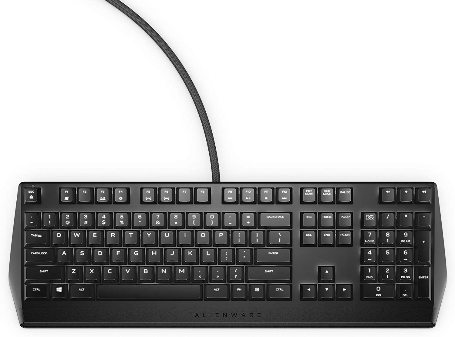 Alienware - AW310K Mechanical Gaming Keyboard AW310K: Cherry MX Red Switches - Nkro - Per-Key White LED - USB Passthrough & Media Control - 5 Onboard Profiles Black