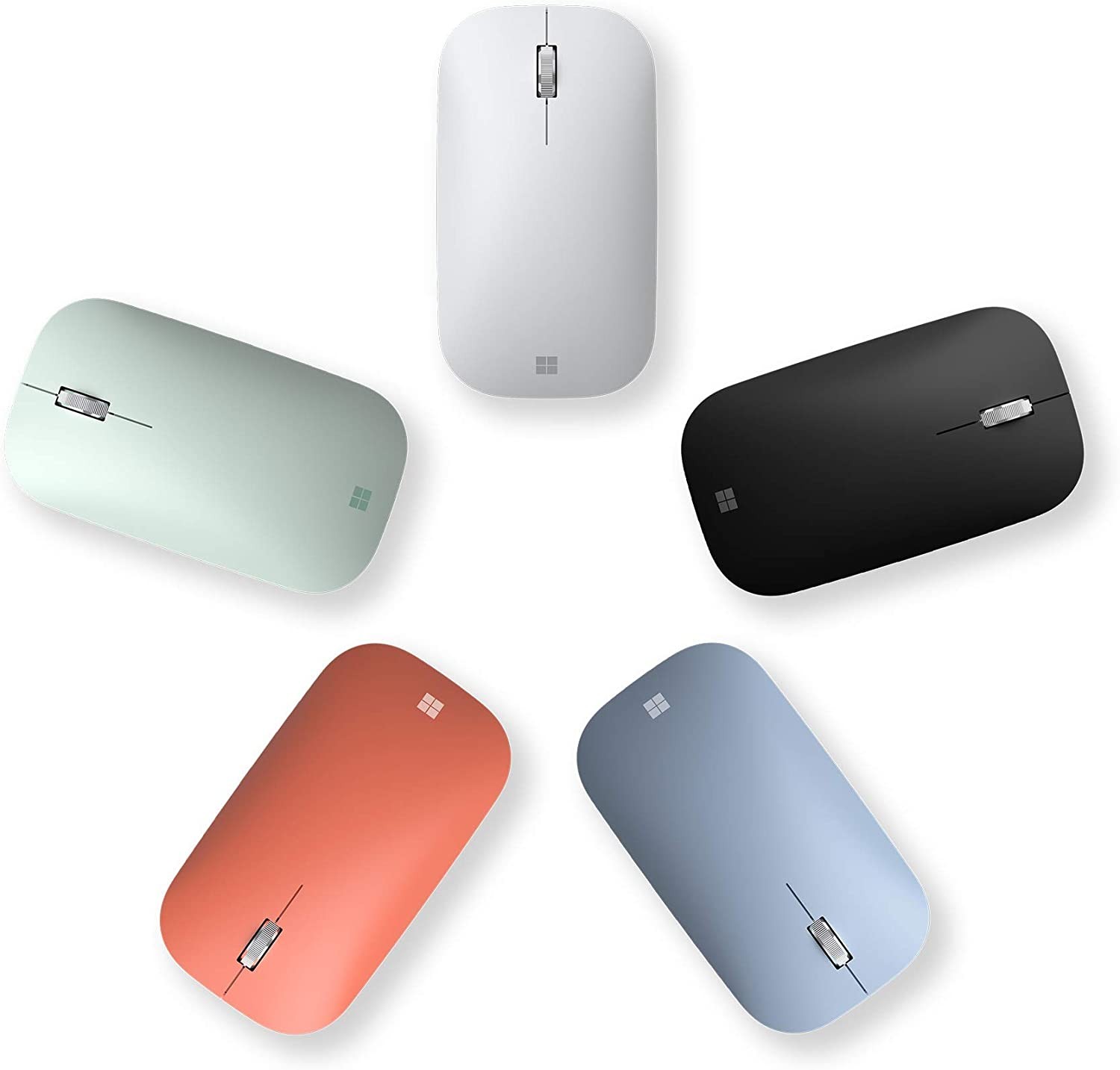 Microsoft Modern Mobile Mouse - Glacier - Comfortable Right/Left Hand Use with Metal Scroll Wheel, Wireless, Bluetooth for PC/Laptop/Desktop, works with Mac/Windows 8/10/11 Computers