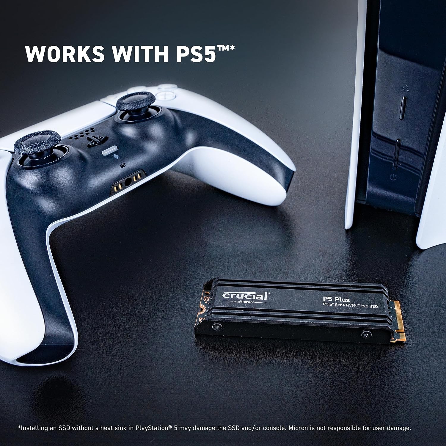 Crucial P5 Plus 2TB Gen4 NVMe M.2 SSD Internal Gaming SSD with Heatsink, Compatible with Playstation 5(PS5) - up to 6600MB/s - CT2000P5PSSD5