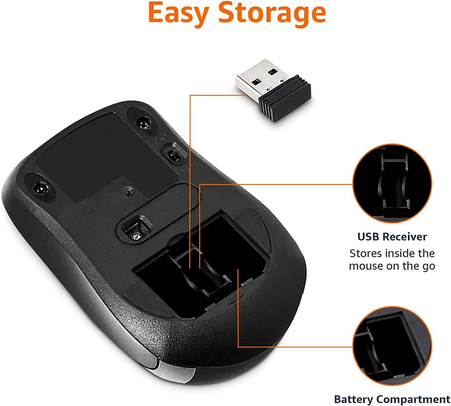 Amazon Basics Wireless Computer Mouse with USB Nano Receiver - Black