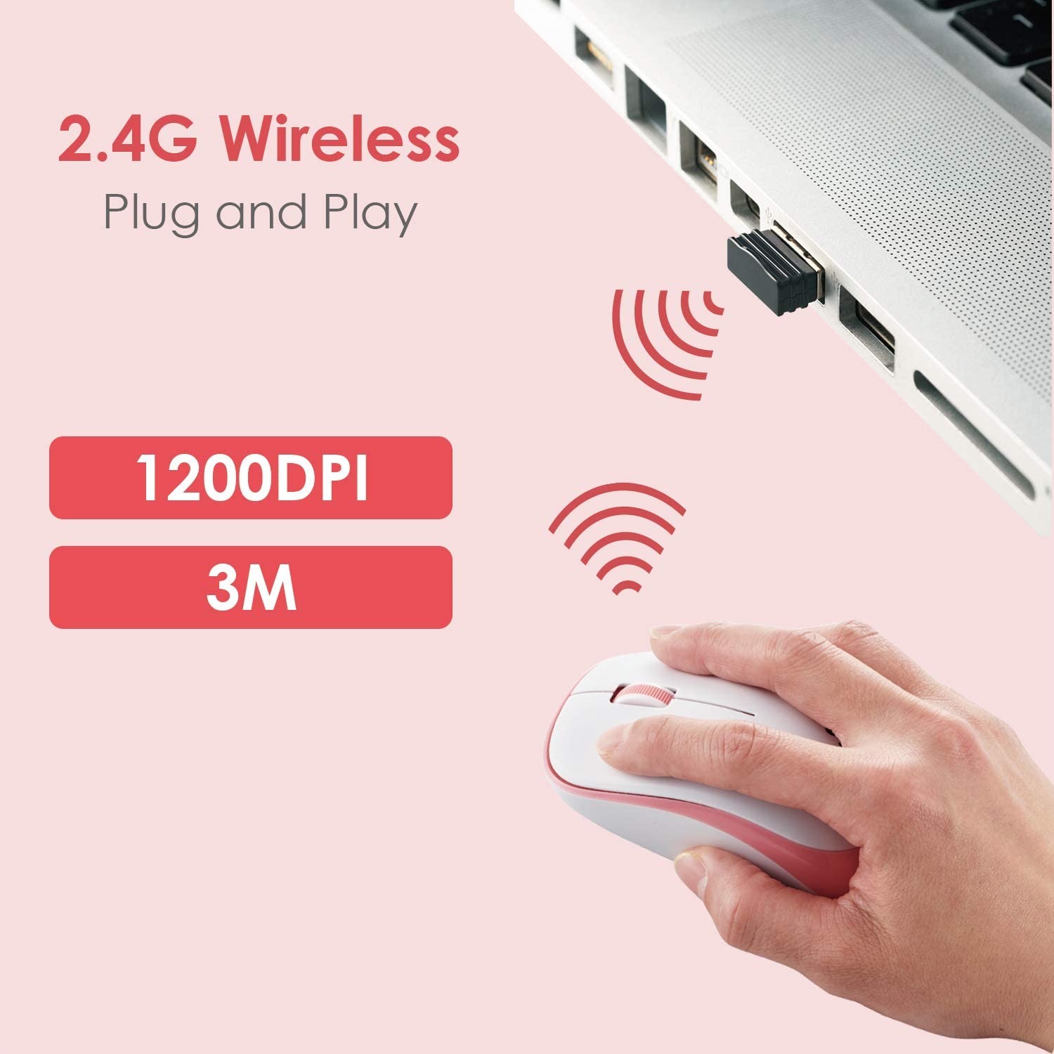 ELECOM 2.4G Wireless Silent Click, Portable Mobile Smiley-Face Mouse for Right/Left Handed Use, IR LED, 1200 DPI 2.5 Years Long Battery Life, Recommended Silent Click (M-IR07DRSPN)
