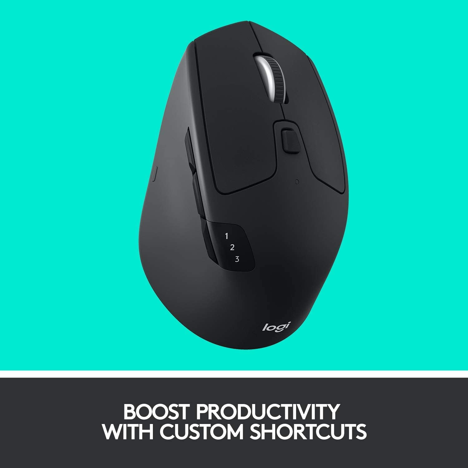 Logitech M720 Triathlon Multi-Device Wireless Mouse, Bluetooth, USB Unifying Receiver, 1000 DPI, 8 Buttons, 2-Year Battery, Compatible with Laptop, PC, Mac, iPadOS - Black