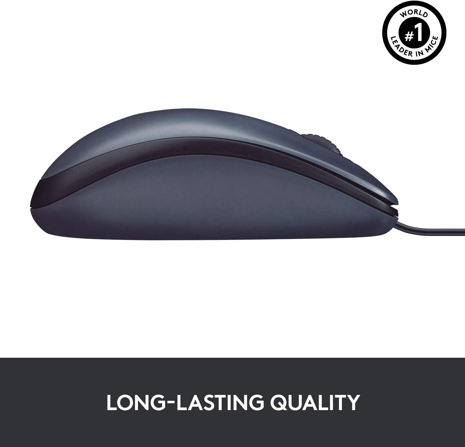 Logitech B100 Corded Mouse – Wired USB Mouse for Computers and laptops, for Right or Left Hand Use, Black