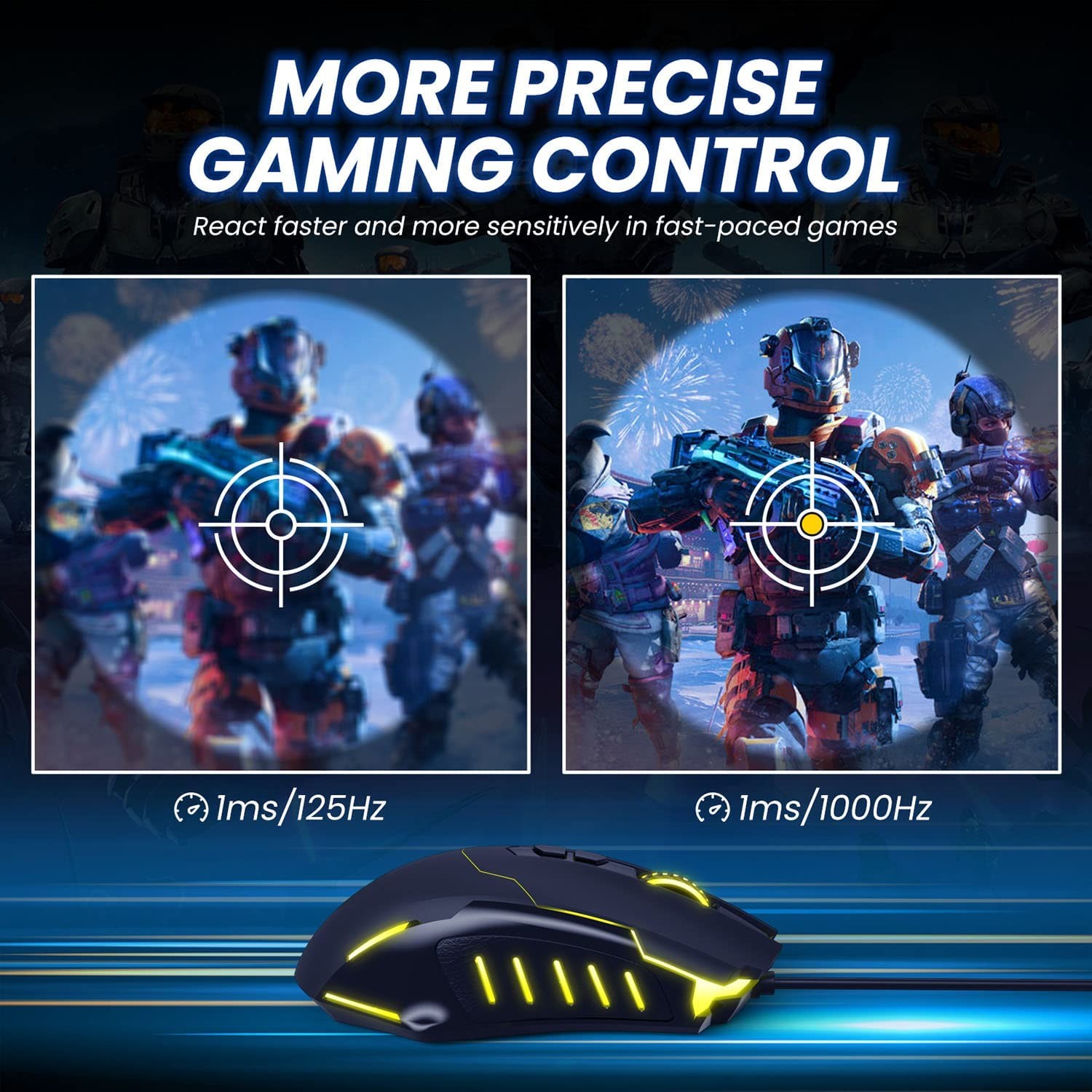 Wired Gaming Mouse, Tmaine Optical PC Gaming Mice with 16.8 Million RGB LED Backlit, High-Precision Adjustable 7200 DPI, 7 Programmable Buttons, Ergonomic USB Mouse for Windows/PC/Mac, Black