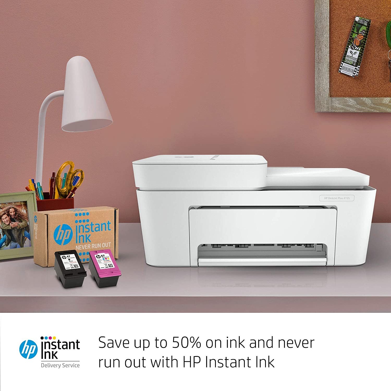 HP DeskJet Plus 4155 Wireless All-in-One Printer | Mobile Print, Scan & Copy | HP Instant Ink Ready | Auto Document Feeder (3XV13A) (Renewed)