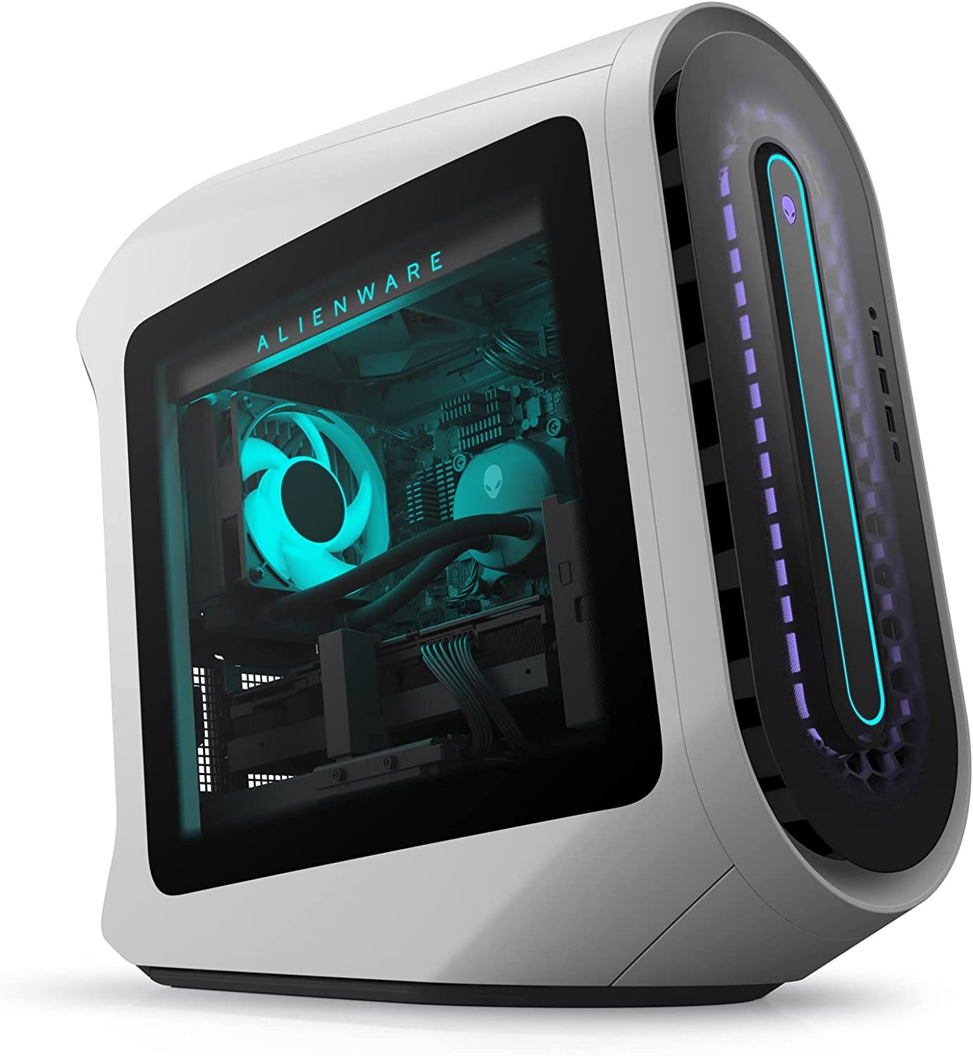 Alienware Aurora R13 Gaming Desktop - Lunar Light & New Alienware Low-Profile RGB Gaming Keyboard AW510K Light, Alienfx Per Key RGB Lighting, Media Controls and USB Passthrough, Lunar Light