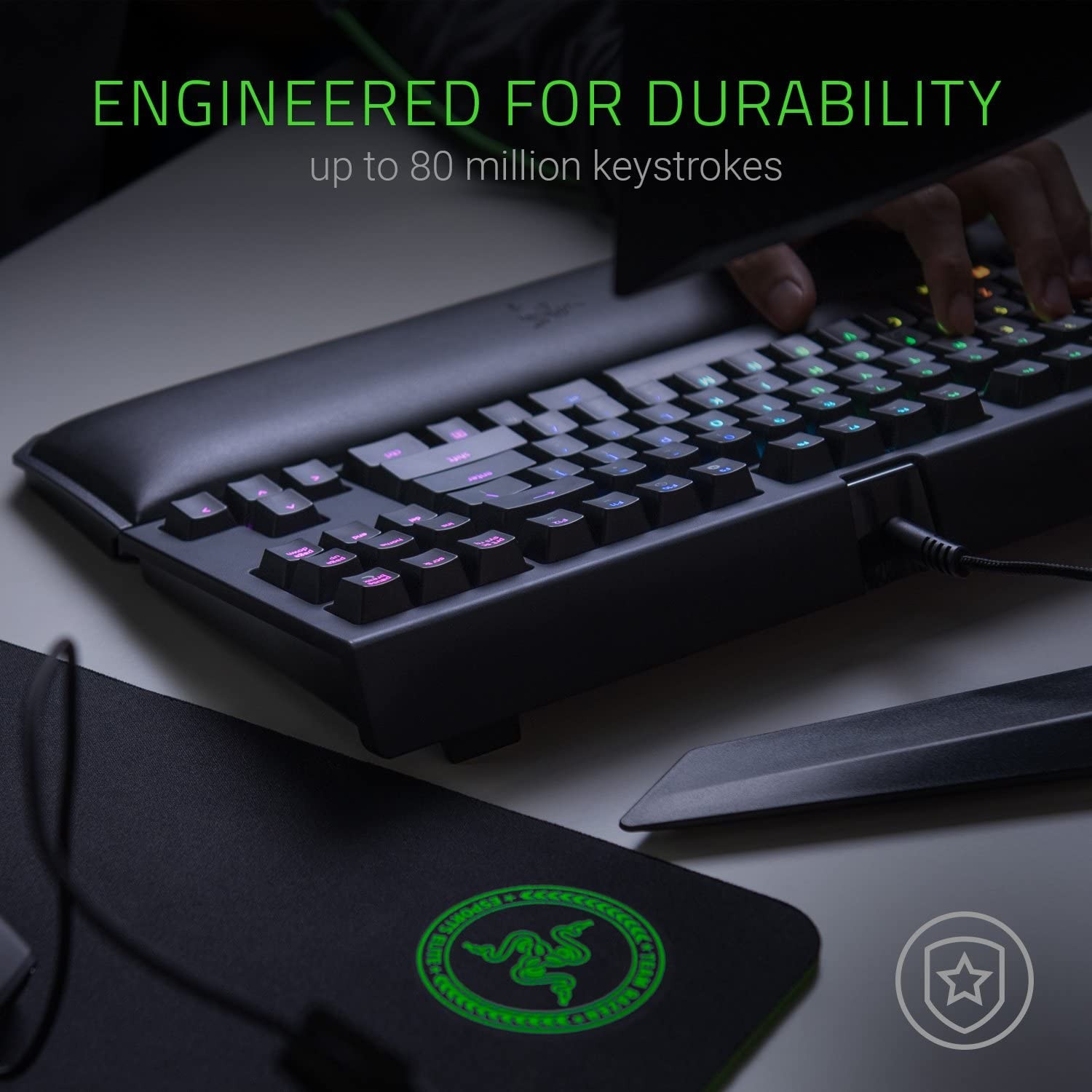 Razer BlackWidow TE Chroma v2 TKL Tenkeyless Mechanical Gaming Keyboard: Orange Key Switches, Tactile & Silent, Chroma RGB Lighting, Magnetic Wrist Rest, Programmable Macros, Classic Black