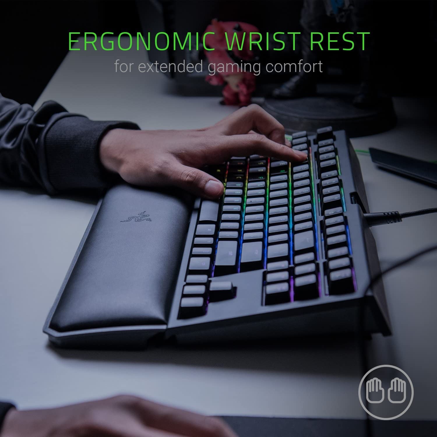 Razer BlackWidow TE Chroma v2 TKL Tenkeyless Mechanical Gaming Keyboard: Orange Key Switches, Tactile & Silent, Chroma RGB Lighting, Magnetic Wrist Rest, Programmable Macros, Classic Black
