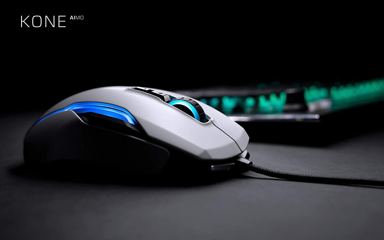 ROCCAT Kone AIMO Remastered PC Gaming Mouse, Optical, RGB Backlit Lighting, 23 Programmable Keys, Onboard Memory, Palm Grip, Owl Eye Sensor, Ergonomic, LED Illumination, Adjustable to 16,000 DPI-White
