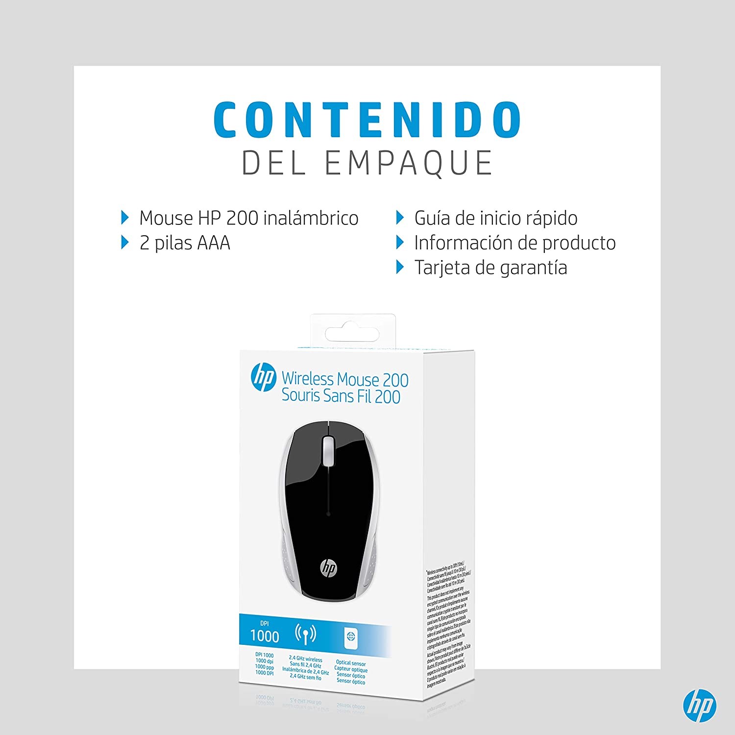 HP Wireless Mouse 200 (Black/Silver, 2HU84AA)
