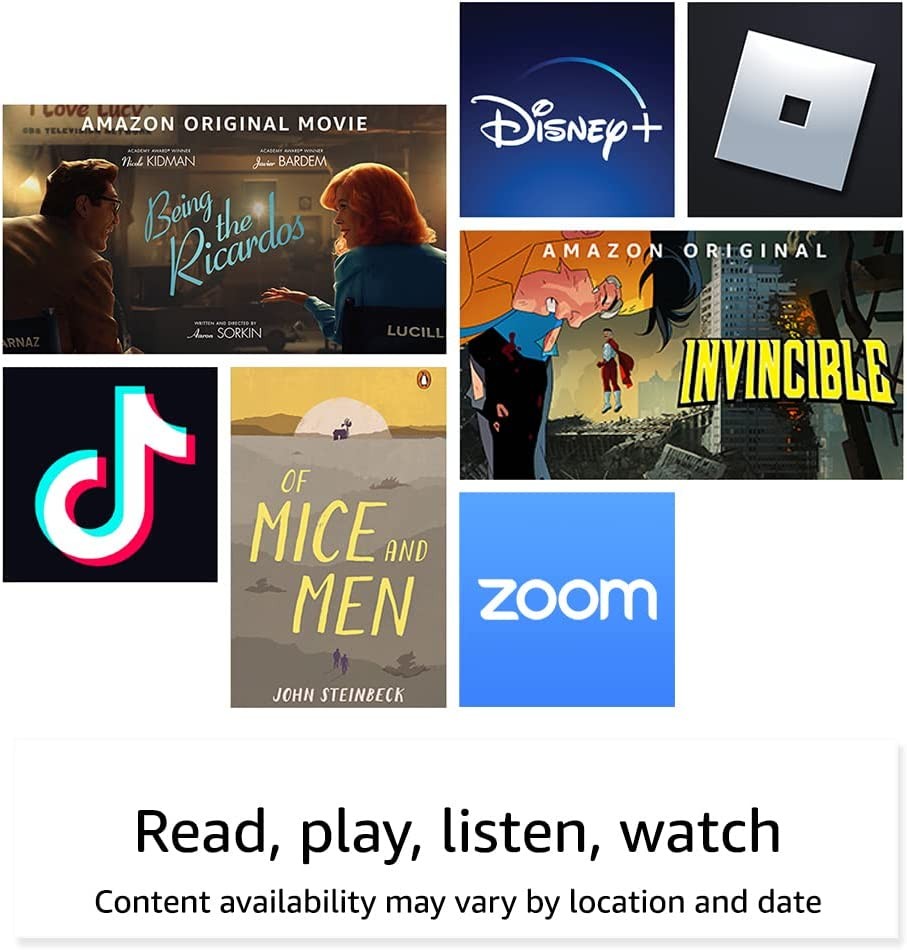 Amazon Fire 7 tablet, 7” display, 32 GB, 10 hours battery life, light and portable for entertainment at home or on-the-go, (2022 release), Black