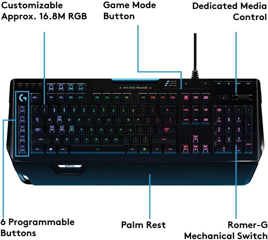 Logitech G910 Orion Spectrum RGB Wired Mechanical Gaming Keyboard , Black