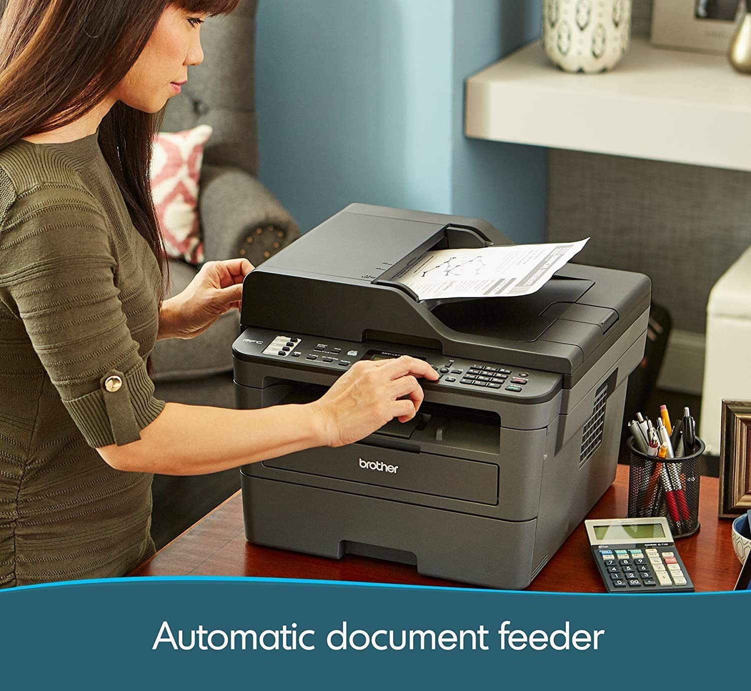 Brother Monochrome Laser Printer, Compact All-In One Printer, Multifunction Printer, MFCL2710DW, Wireless Networking and Duplex Printing, Amazon Dash Replenishment Ready