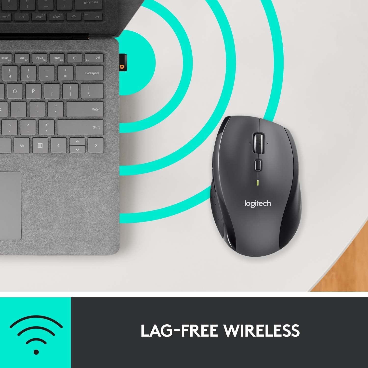 Logitech M705 Marathon Wireless Mouse, 2.4 GHz USB Unifying Receiver, 1000 DPI, 5-Programmable Buttons, 3-Year Battery, Compatible with PC, Mac, Laptop, Chromebook - Black