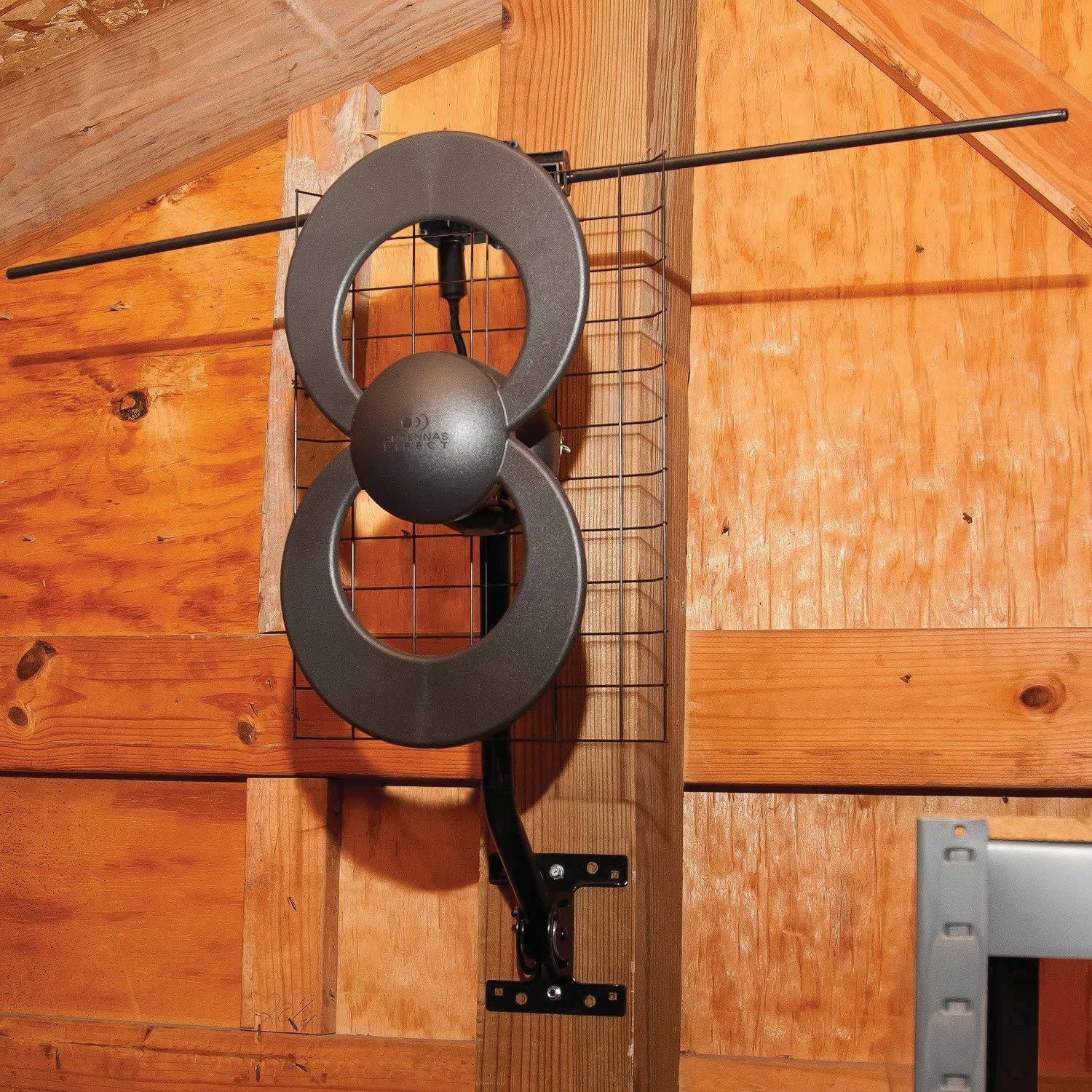 Antennas Direct ClearStream 2V TV Antenna, 60+ Mile Range, UHF/VHF, Multi-directional, Indoor, Attic, Outdoor, Mast w/Pivoting Base/Hardware/ Adjustable Clamp, Sealing Pads, 4K Ready, Black – C2-V-CJM