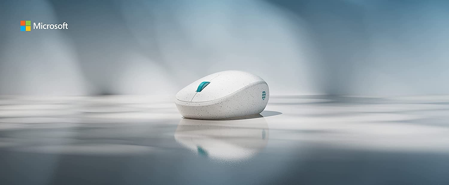 Microsoft Ocean Plastic Mouse. Made from 20% Recycled Ocean Waste, Comfortable Design, Right/Left Hand Use, Wireless Bluetooth Mouse for PC/Laptop/Desktop, Works with for Mac/Windows Computers