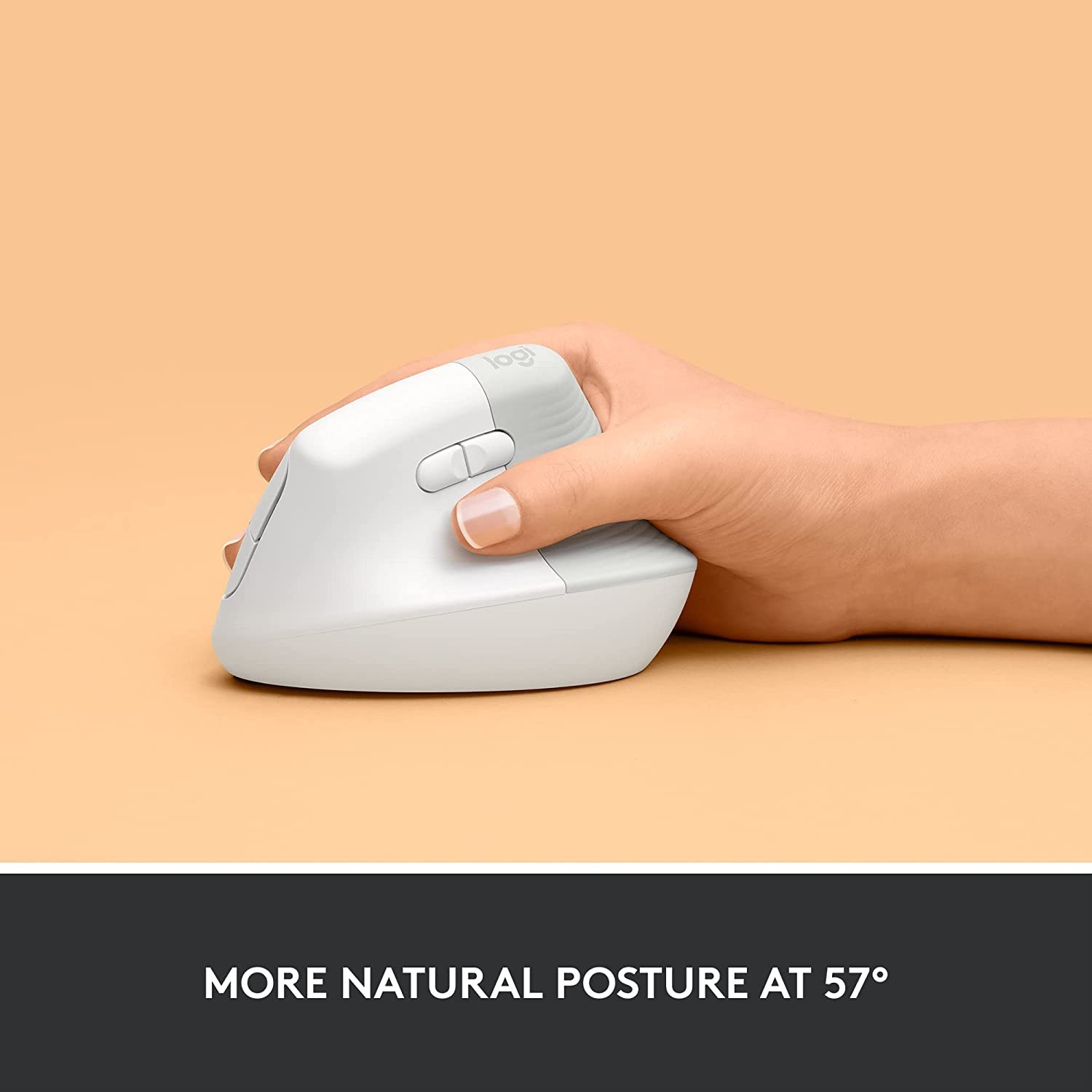 Logitech Lift Vertical Ergonomic Mouse, Wireless, Bluetooth or Logi Bolt USB receiver, Quiet clicks, 4 buttons, compatible with Windows/macOS/iPadOS, Laptop, PC - Off White