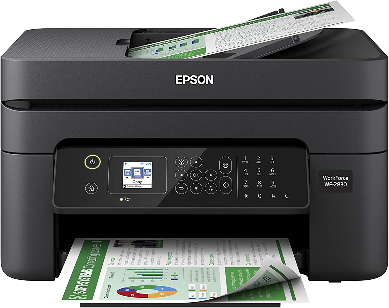 Epson Workforce WF-2830 All-in-One Wireless Color Printer with Scanner, Copier and Fax