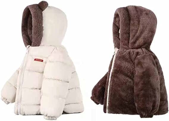 Baby Boy Girls Autumn Winter Fleece Coats Thick Down Cotton Padded Jacket Kids Hooded Zipper Windproof Snow Outerwear Clothes