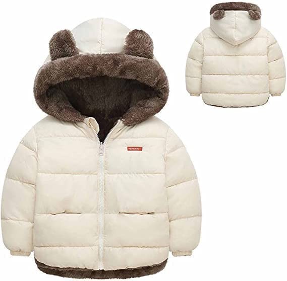 Baby Boy Girls Autumn Winter Fleece Coats Thick Down Cotton Padded Jacket Kids Hooded Zipper Windproof Snow Outerwear Clothes