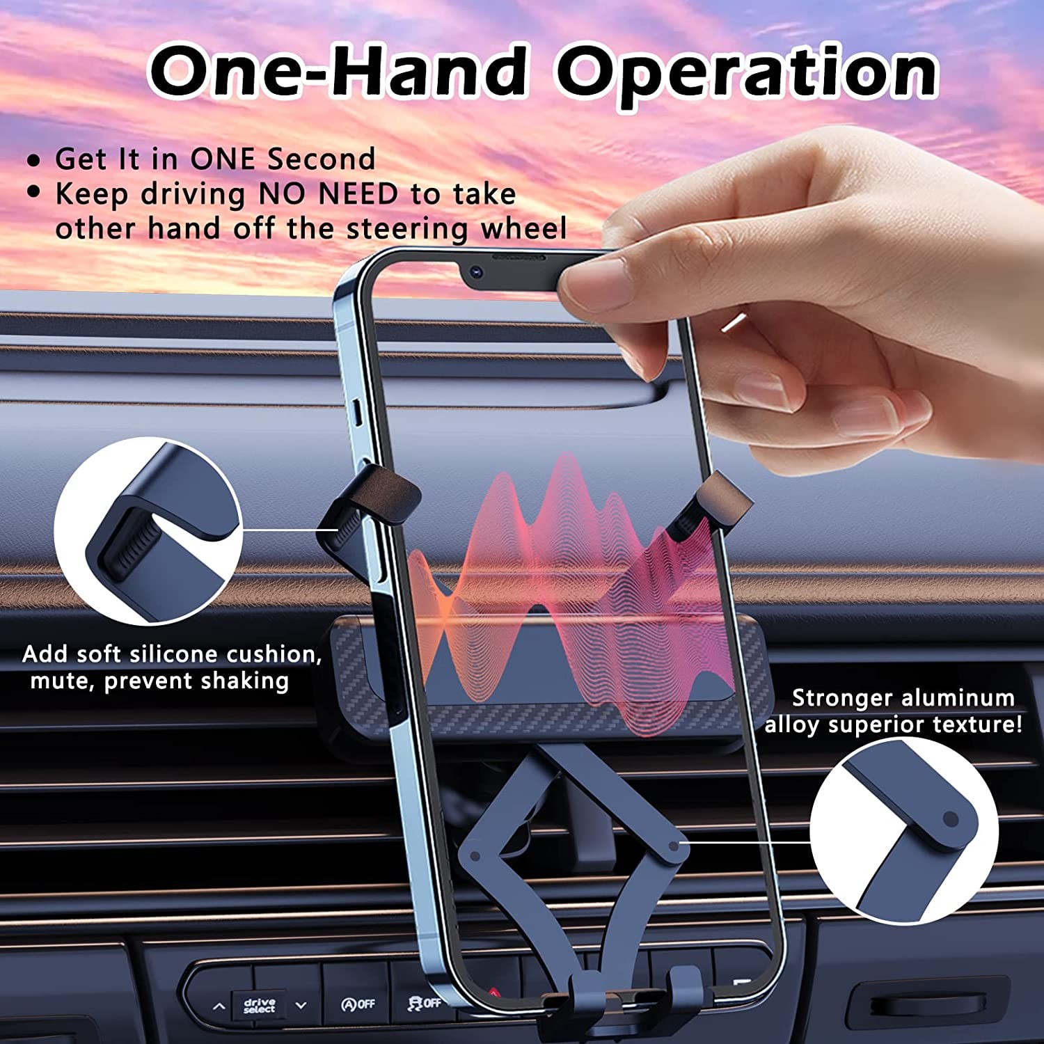 4TSL Tesla Cell Phone Mount for Model 3 & Y, One-Hand Operation Phone Holder Fits 4.7-7.0" Cellphone with 360° Longer Robotic Arms, Silent Monitor Case Accessories for Model 3 2017-22 Model Y 2019-22