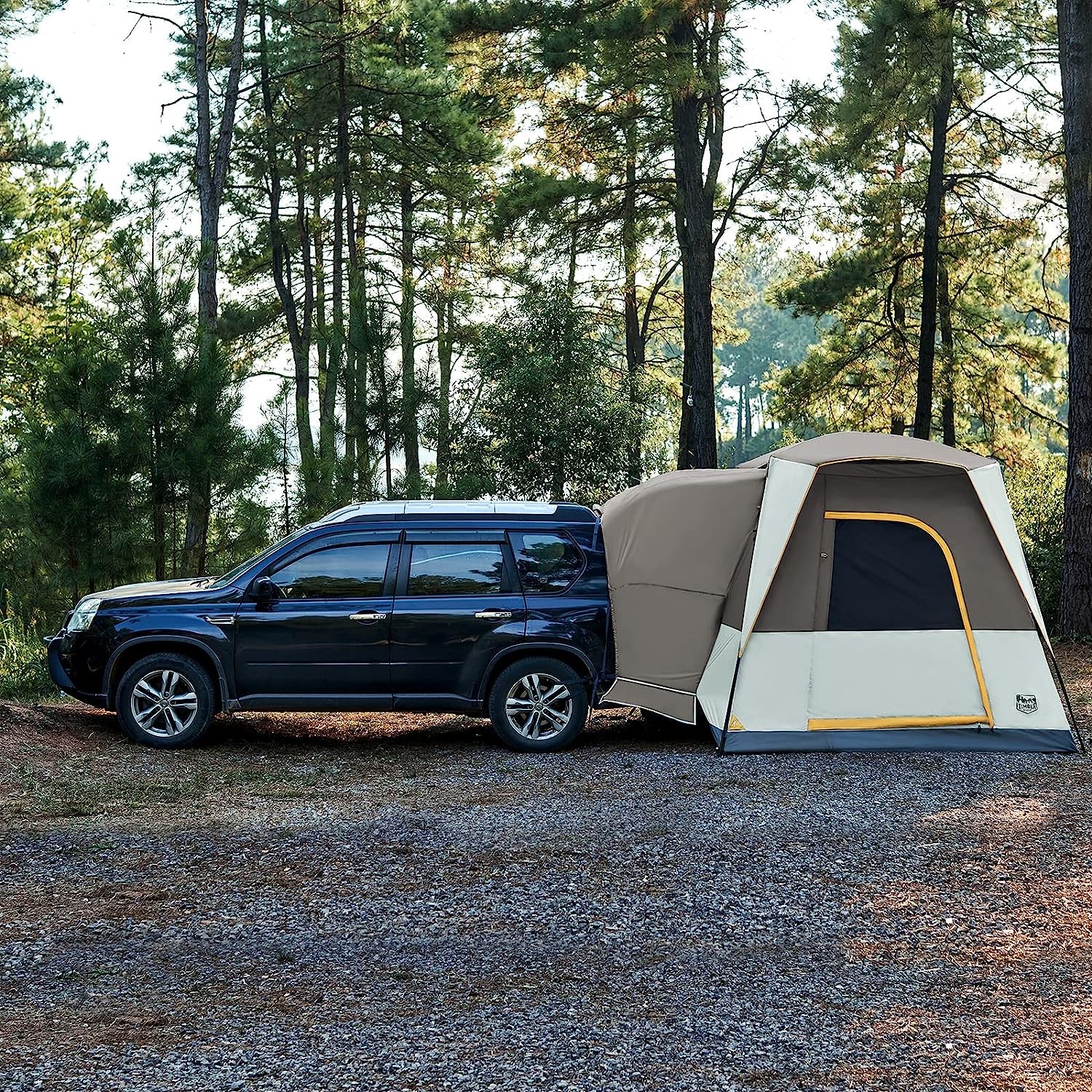 TIMBER RIDGE 5 Person SUV Tent with Movie Screen Weather Resistant Portable for Car SUV Van Camping, Includes Rainfly and Storage Bag, 10  W X 8  L X 7.6  H Khaki