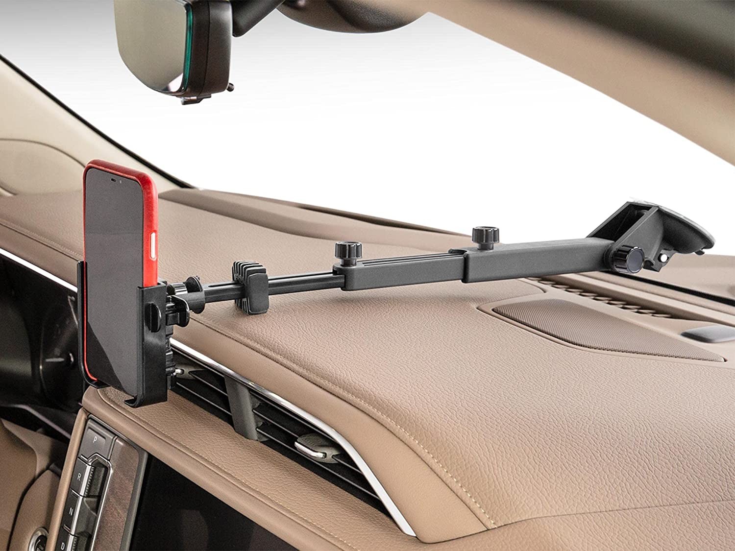 WeatherTech WindshieldFone - Adjustable Windshield Cell Phone Holder - Black Plastic Knobs