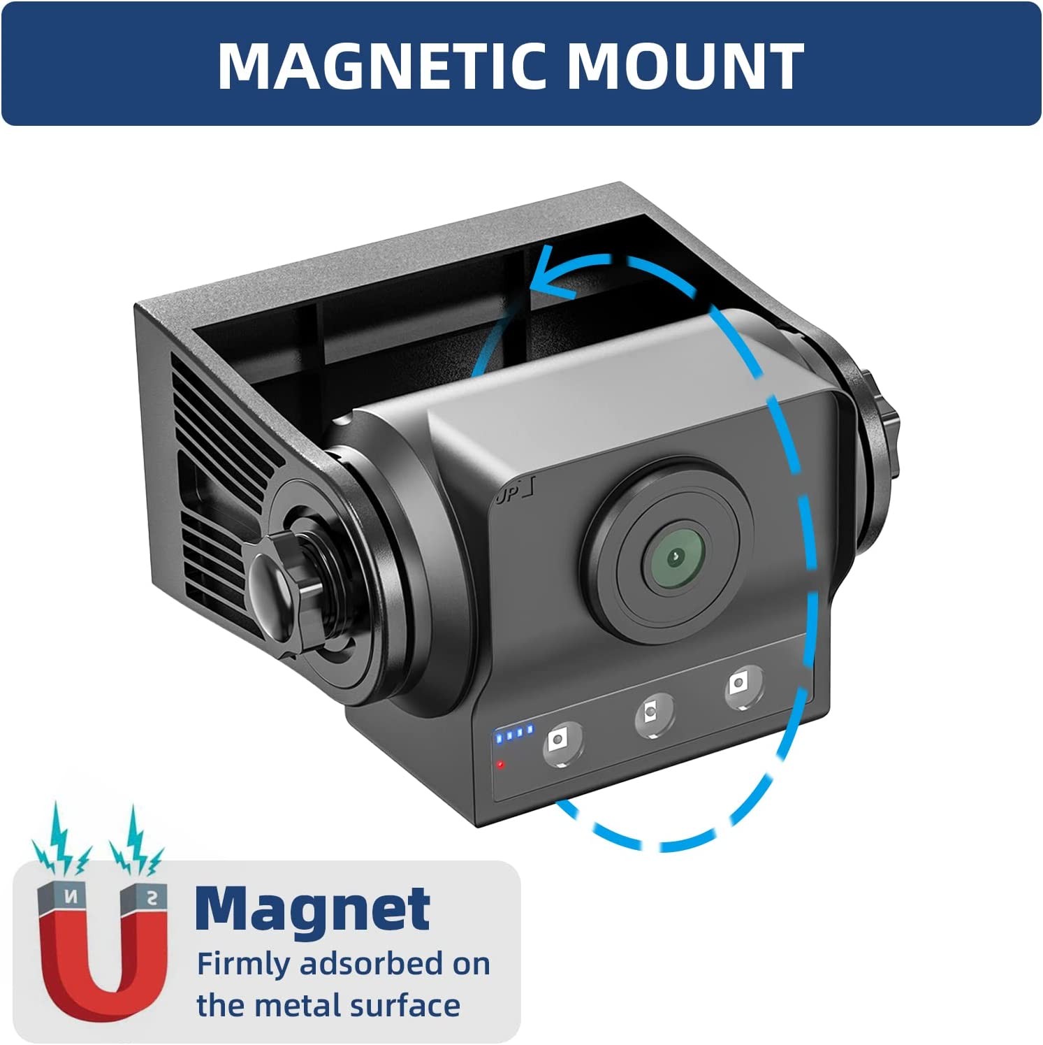 Wireless Hitch Backup Camera, 720P WiFi Magnetic Trailer Hitch Backup Rear/Front View Camera for Pickup Truck/Horse Trailer/RV/Camper Reverse, Rechargeable Battery, Compatible with iPhone Android