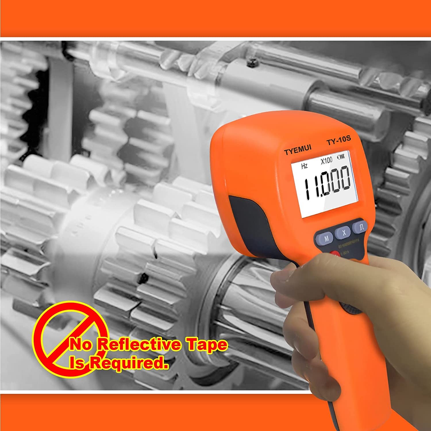 Rechargeable Handheld Stroboscope Tachometer, 60~59999 RPM Non-Contact LED Flash Strobe Tach Meter for Rotate Speed Measurement, with Backlight Screen
