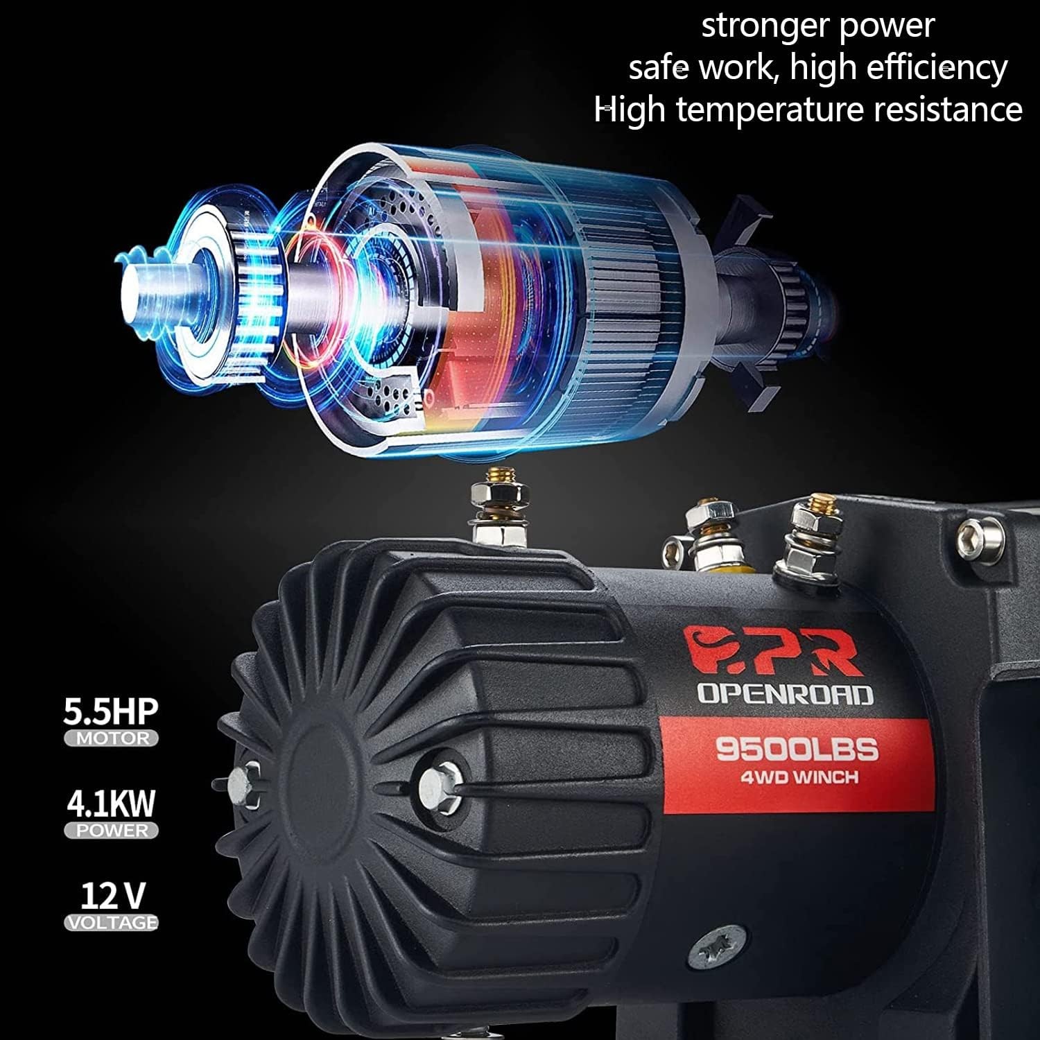 OPENROAD 9500 lbs Load Capacity Electric Winch, Waterproof IP67 Truck Winch,12V Steel Cable Winch for Jeeps, Trucks, SUV, with 2 Wireless Handheld Remote Control and 1 Wired Handle…