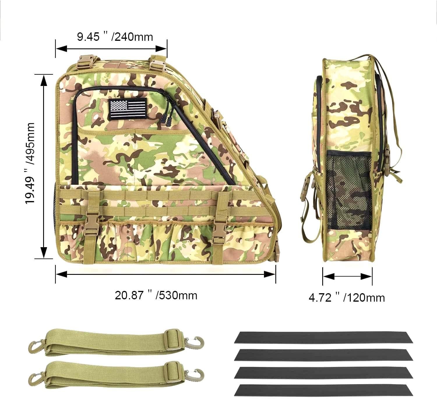 Xomzema 2Pcs Rear Roll Bar Storage Bags Car Trunk Cargo Cage Organizer Multi-Pockets Handbags Organizers Cargo Bag Saddlebag Kit Accessories for Ford Bronco Offroad 2/4 Door 2021 2022 2023(Camouflage)