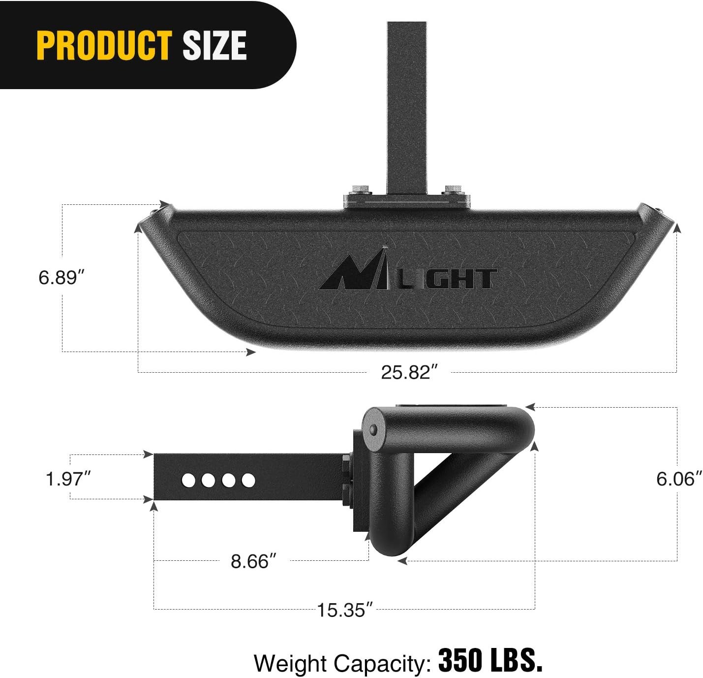 Nilight Hitch Step with 2" Hitch Receiver Rear Bumper Guard Protector Compatible with Car Truck Vehicles Upgraded Textured Black Step Bar with Hitch Lock & U-Bolts Stabilize,2 Years Warranty