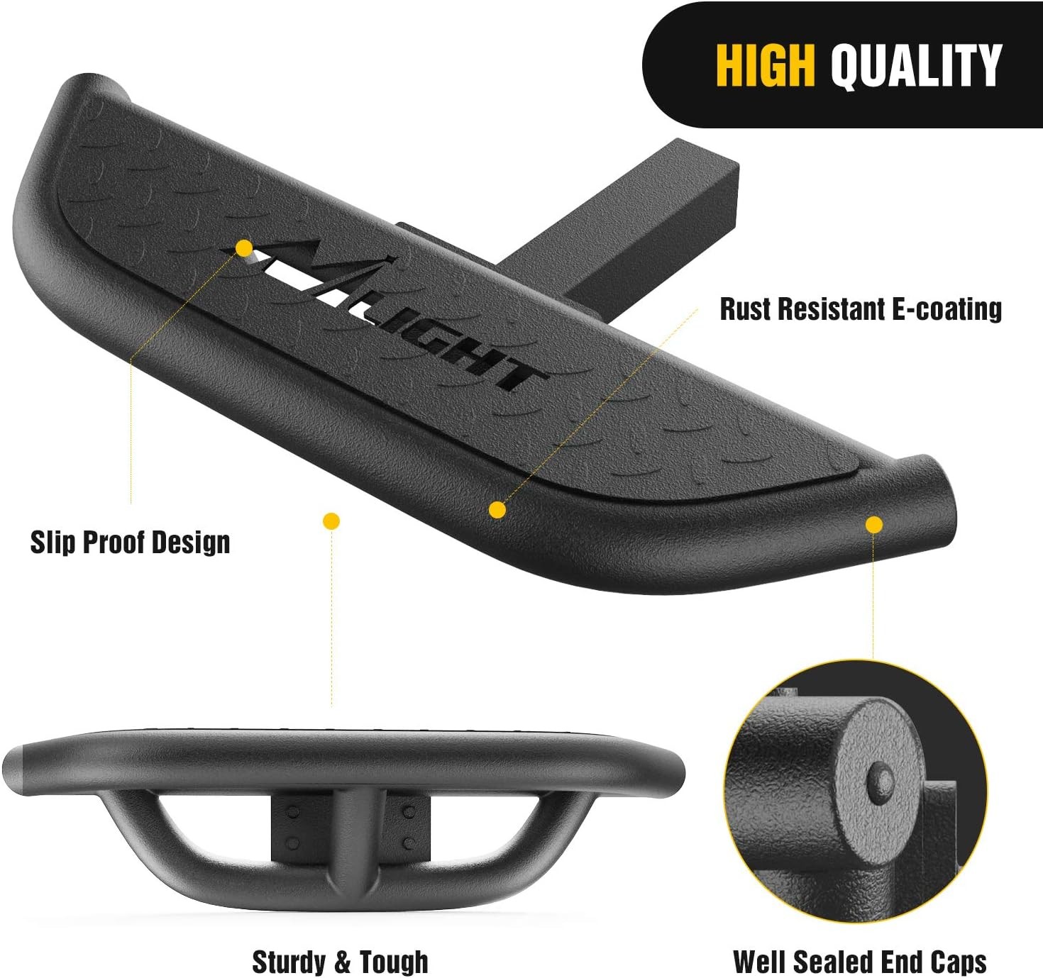 Nilight Hitch Step with 2" Hitch Receiver Rear Bumper Guard Protector Compatible with Car Truck Vehicles Upgraded Textured Black Step Bar with Hitch Lock & U-Bolts Stabilize,2 Years Warranty