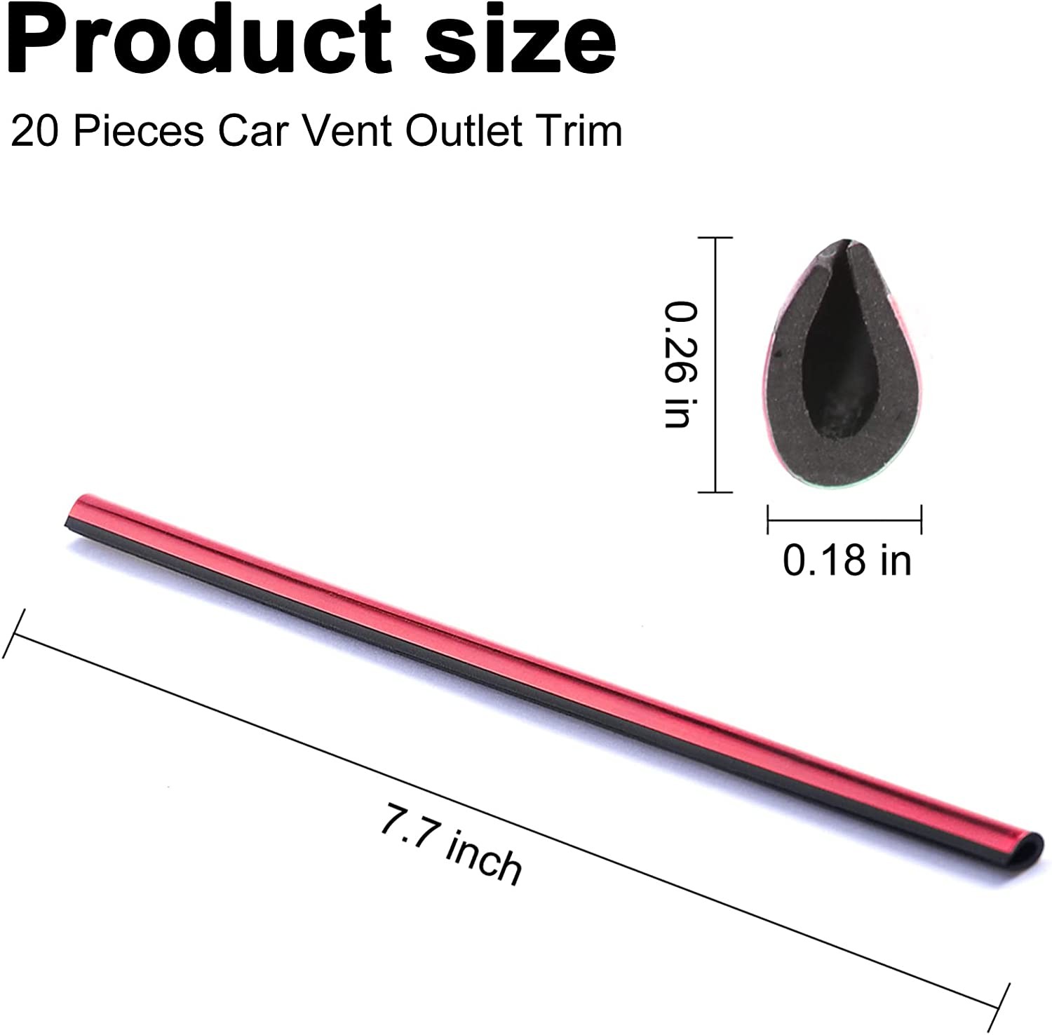 SINGARO 20 Pieces Car Air Conditioner Air Outlet Decorative Strips, Bendable DIY Decorative Strips, Universal for Most Air Outlets, Car Interior Accessories (Red)