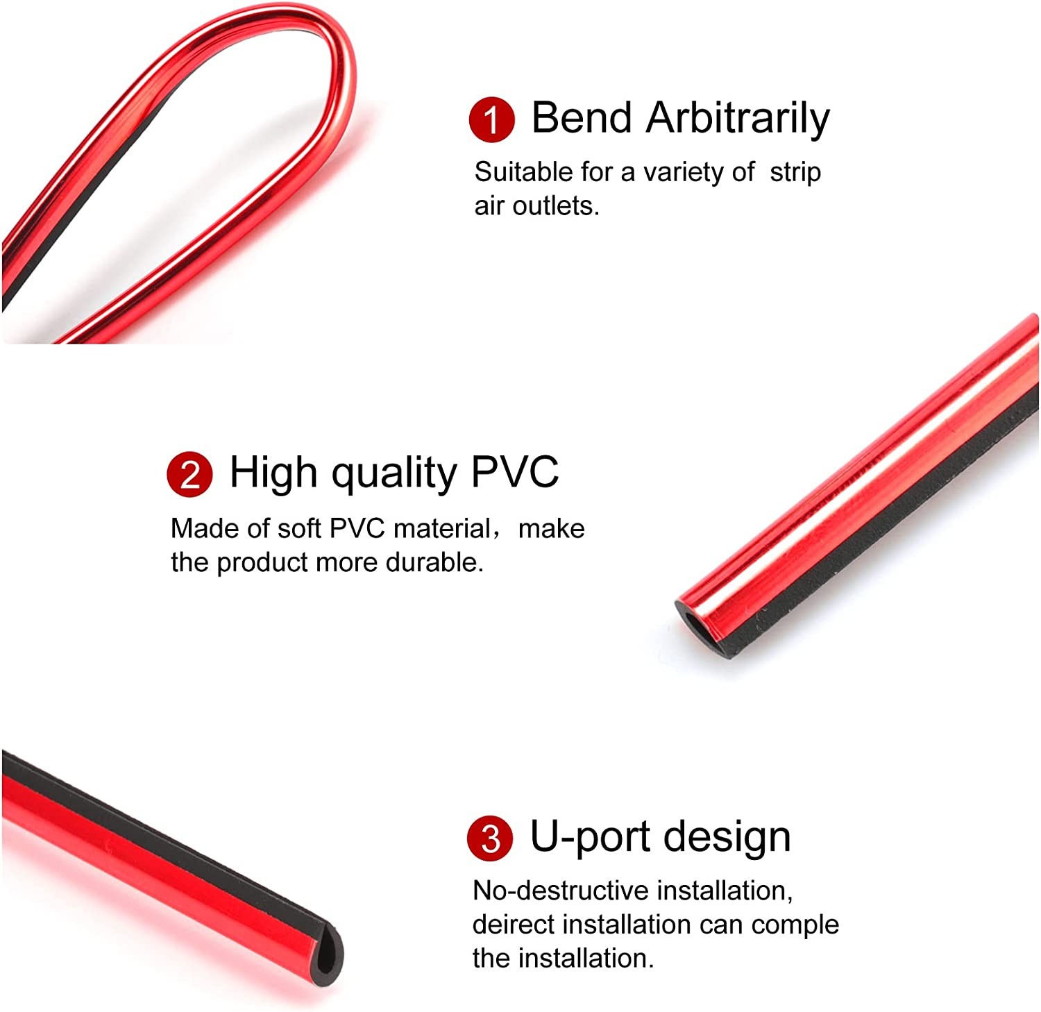 SINGARO 20 Pieces Car Air Conditioner Air Outlet Decorative Strips, Bendable DIY Decorative Strips, Universal for Most Air Outlets, Car Interior Accessories (Red)