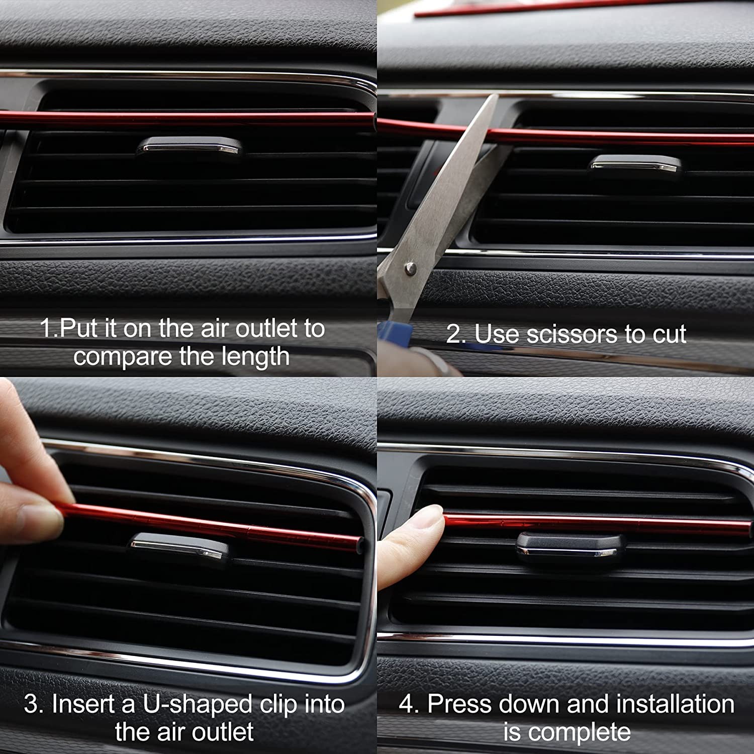 SINGARO 20 Pieces Car Air Conditioner Air Outlet Decorative Strips, Bendable DIY Decorative Strips, Universal for Most Air Outlets, Car Interior Accessories (Red)