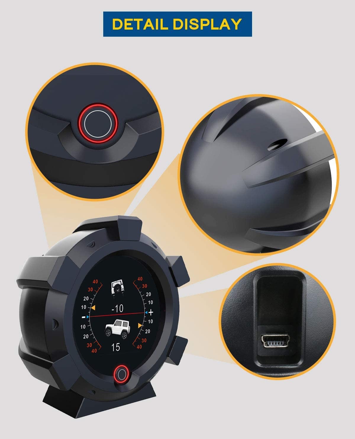 OURANTOOLS GPS Clinometer Offroad Hud Tilt Meter Level and Angle Meter