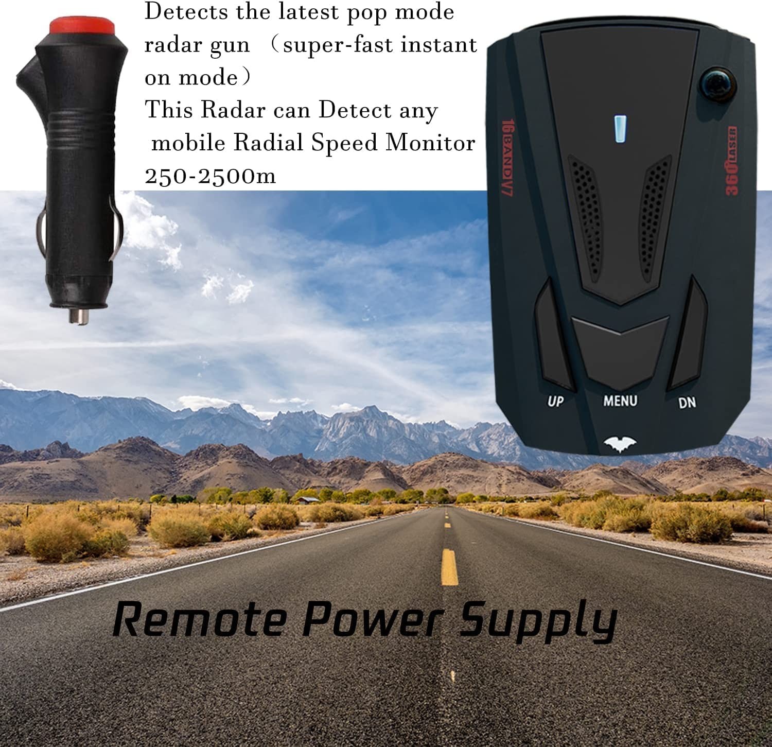 Newly Radar Detector for Cars with Voice Prompt Speed, Vehicle Speed Alarm System, Led Display, City/Highway Mode, Ideal Gifts (Black)