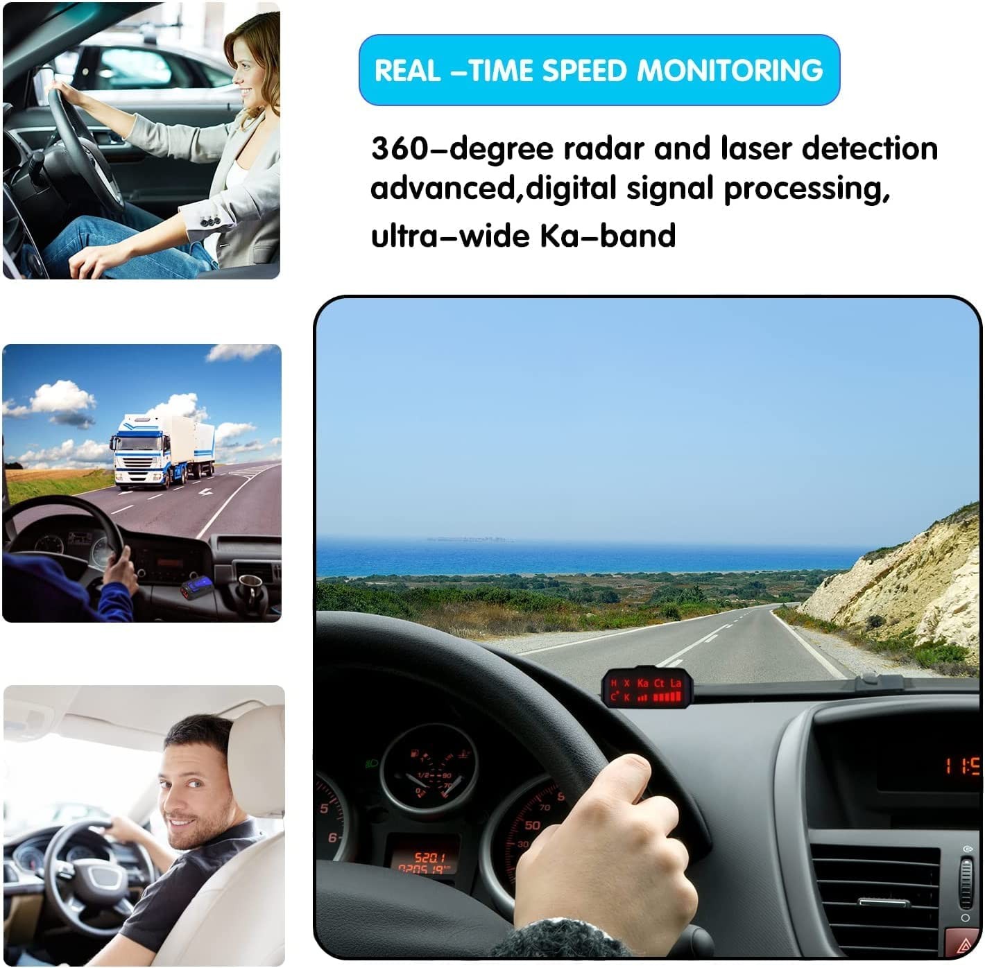 Newly Radar Detector for Cars with Voice Prompt Speed, Vehicle Speed Alarm System, Led Display, City/Highway Mode, Ideal Gifts (Black)