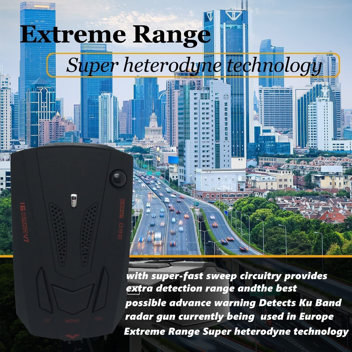 Newly Radar Detector for Cars with Voice Prompt Speed, Vehicle Speed Alarm System, Led Display, City/Highway Mode, Ideal Gifts (Black)
