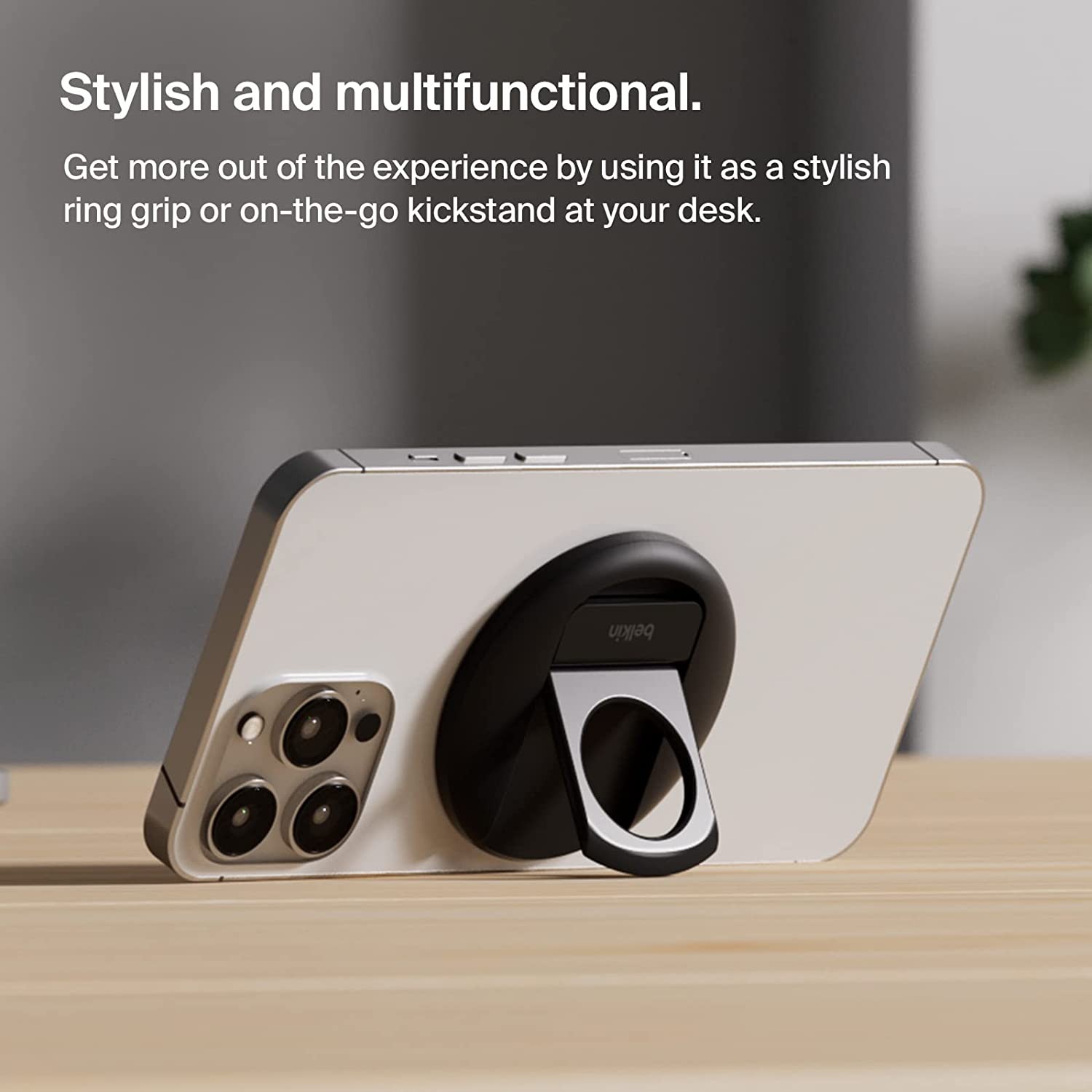 Belkin iPhone MagSafe Camera Mount for MacBook, iPhone Continuity Camera Mount, Turn iPhone to Webcam, Compatible with MacBook Pro, Air, iPhone 14, iPhone 13, iPhone 12, Black
