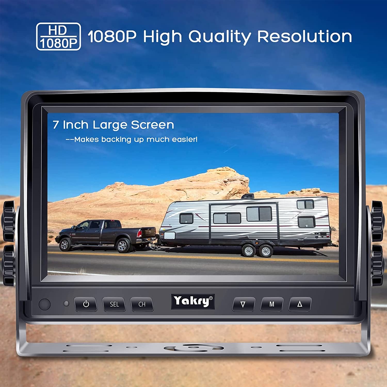 RV Backup Camera HD 1080P 7 Inch Monitor Rear View Kit Truck Trailer 5th Wheel Camper High-Speed Observation System 2 Channels Easy Installation Waterproof Night Vision Yakry Y14