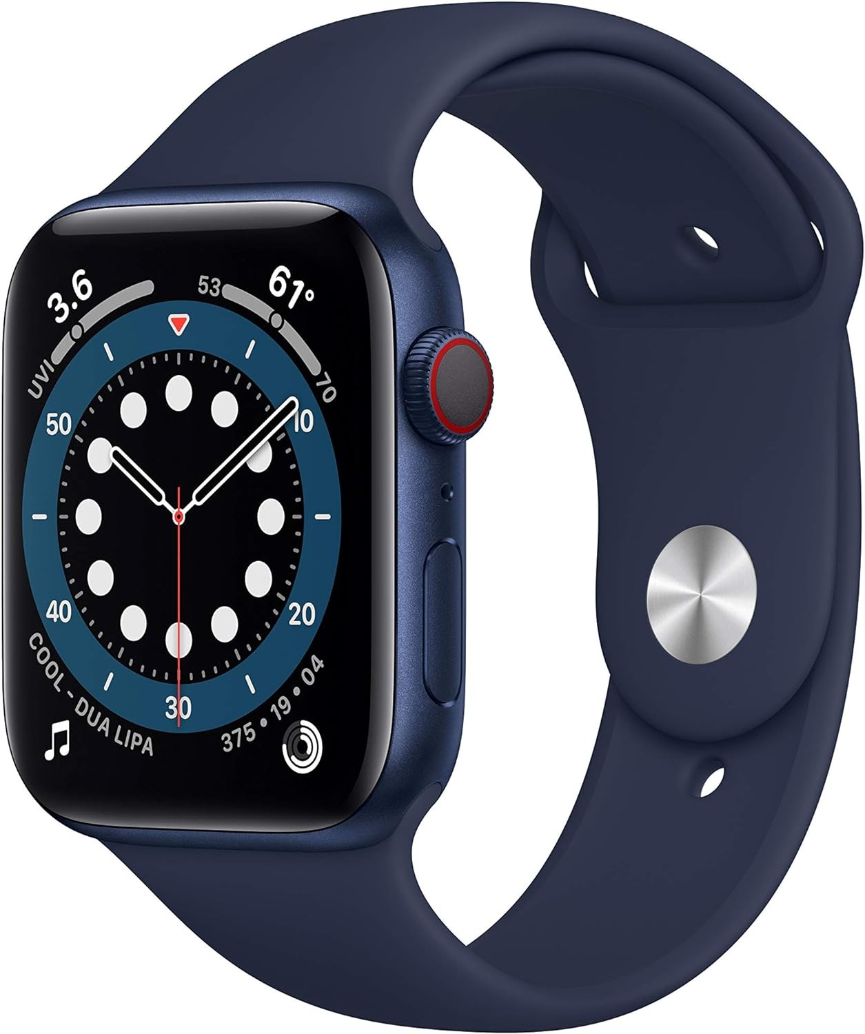 Apple Watch Series 6 (GPS + Cellular, 44mm) - Blue Aluminum Case with Deep Navy Sport Band
