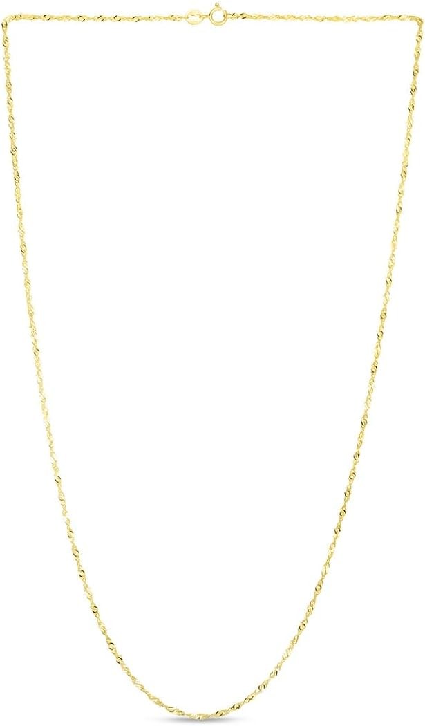 14k Gold Sparkle Cut Singapore Chain Necklace Jewelry Gifts for Women in White Gold Yellow Gold Rose Gold Choice of Lengths 16 18 20 24 and Variety of mm Options