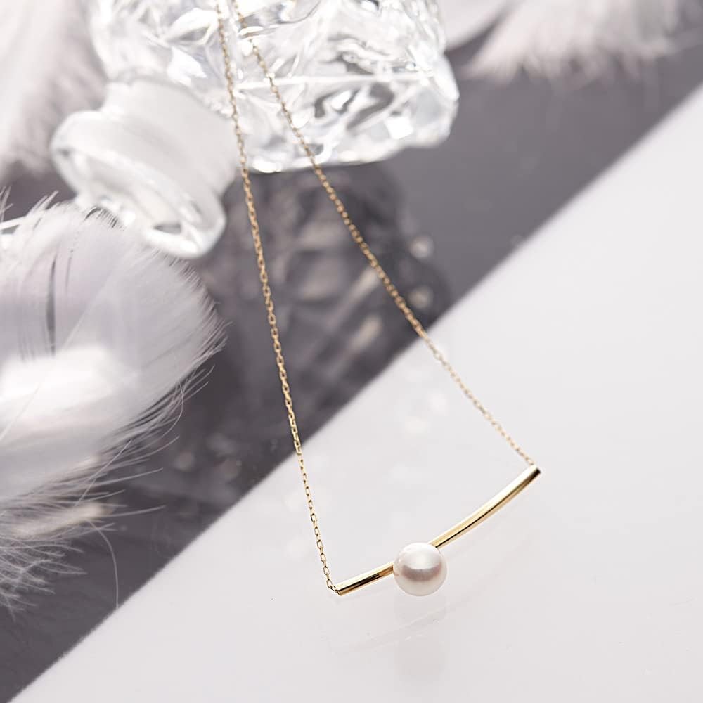 Japanese 7.0mm Akoya Cultured Pearl Pendant Necklace for Women with 18K Yellow Gold | Stylish Design Excellent Gift | Pearl Necklace