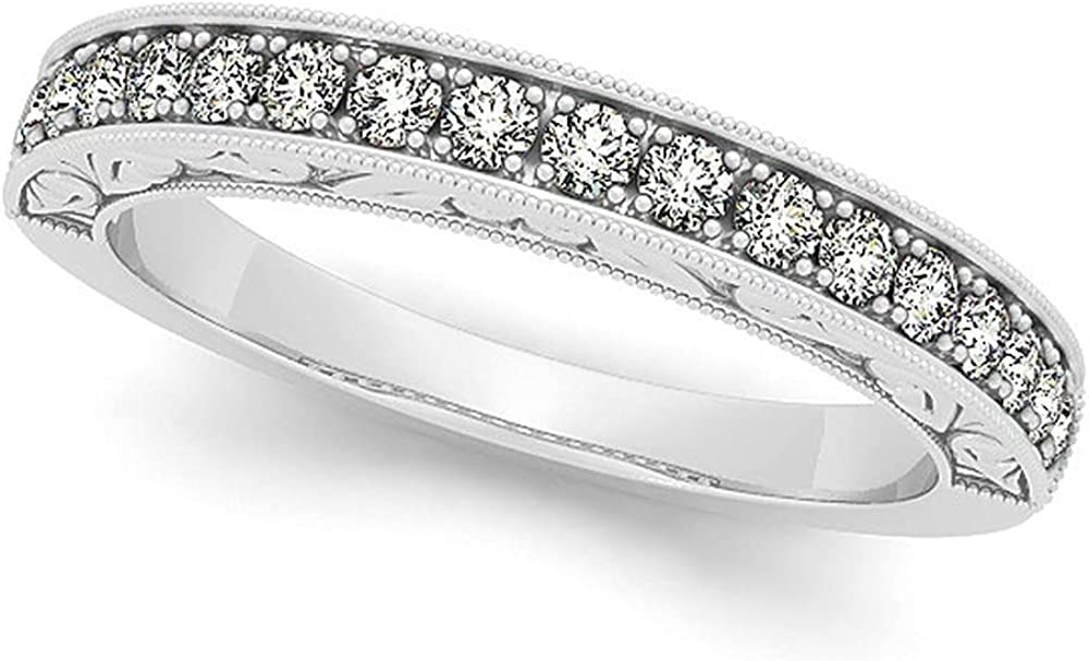 Diamond Halo Bridal Set w/Flower Engagement Ring and Semi-Eternity Wedding Band 14k White Gold 2.96ct