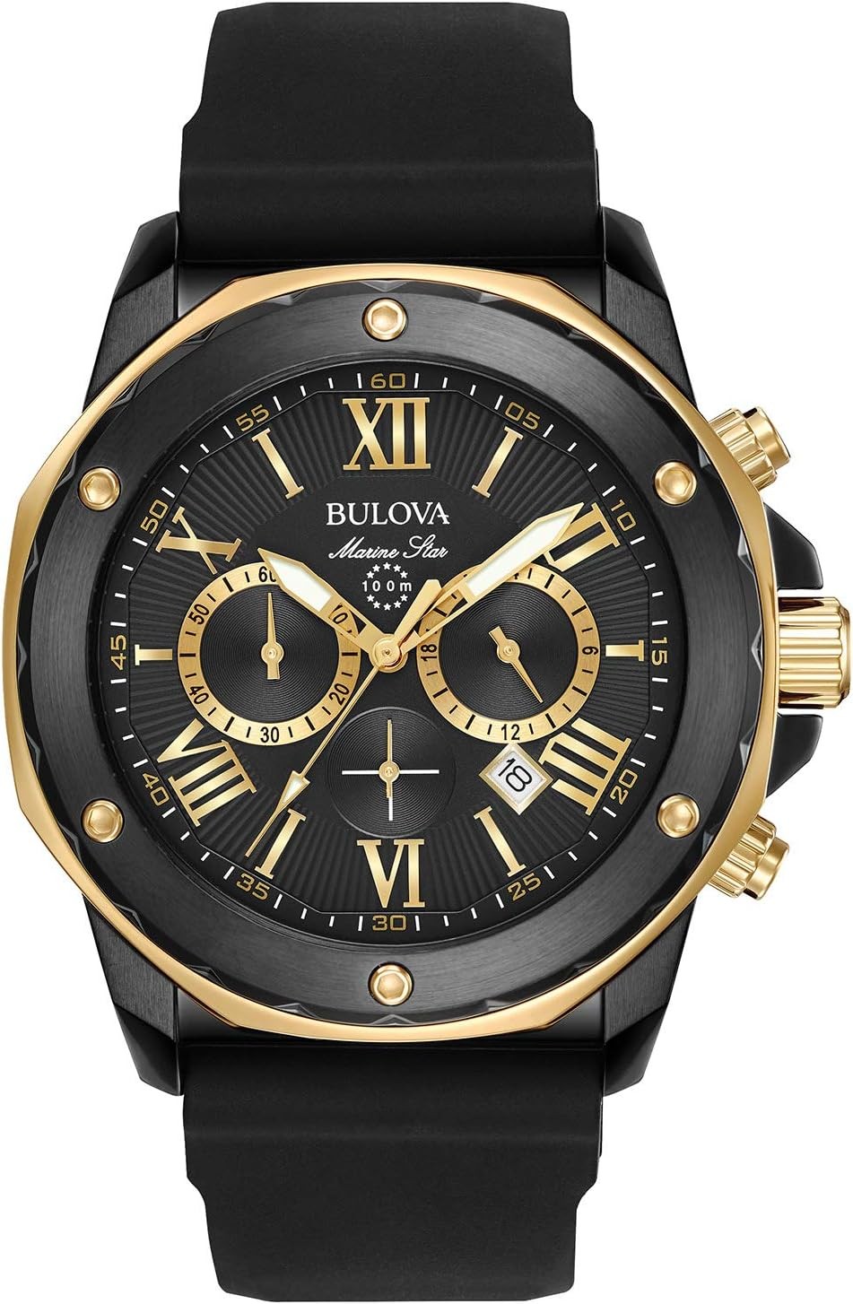 Bulova Men s Marine Star  Series A  Chronograph Quartz Watch, Luminous Markers, Rotating Dial, 100M Water Resistant, 44mm