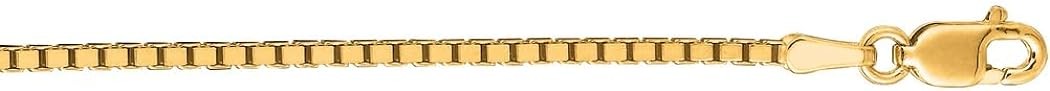 10k Gold Shiny Box Chain Necklace Jewelry Gifts for Women in Rose Gold White Gold Yellow Gold Choice of Lengths 16 18 20 22 24 30 and Variety of mm Options