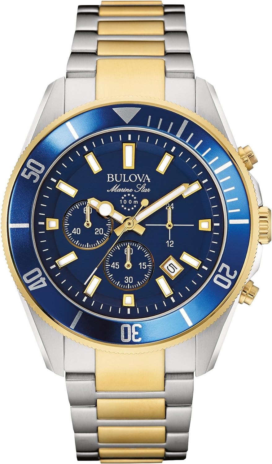 Bulova Men s Marine Star Chronograph Quartz Watch, Luminous Markers, Rotating Dial, 100M Water Resistant, 43mm