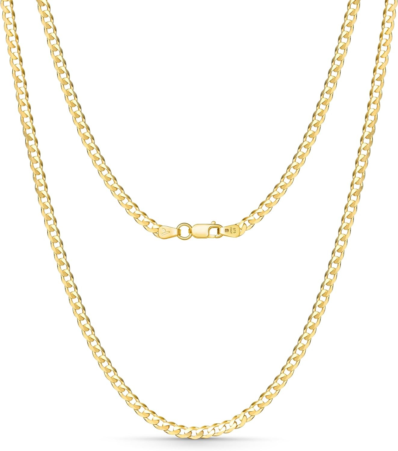 Amberta Women 9ct Gold Curb Chain Necklace
